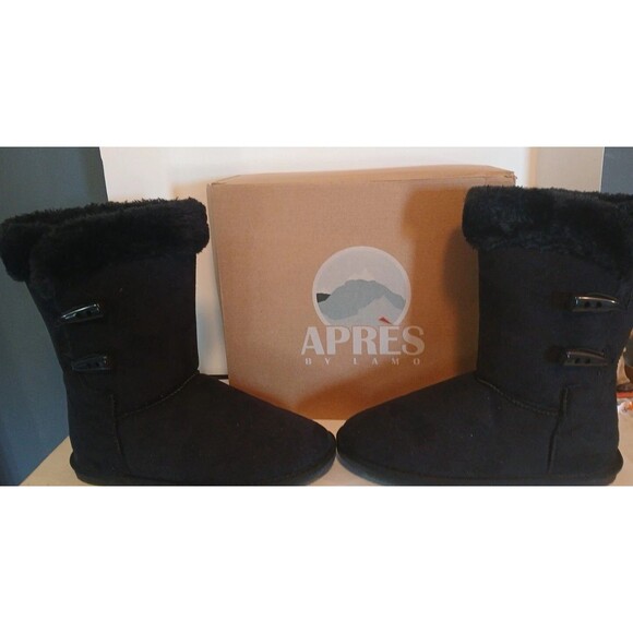 Apres by Lamo BLACK Microfiber Faux Fur Lined Winter Boots Women's Sz 11 NIB - Picture 3 of 16